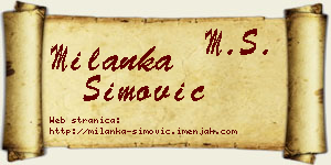 Milanka Simović vizit kartica
